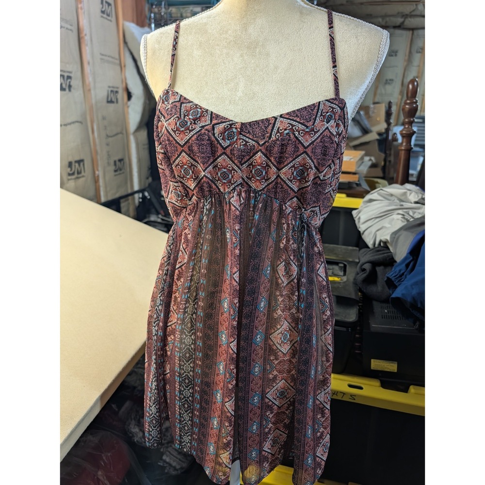Maurice's Women's Strappy Blouse Size Medium Multicolor Paisley Bohemian Poly